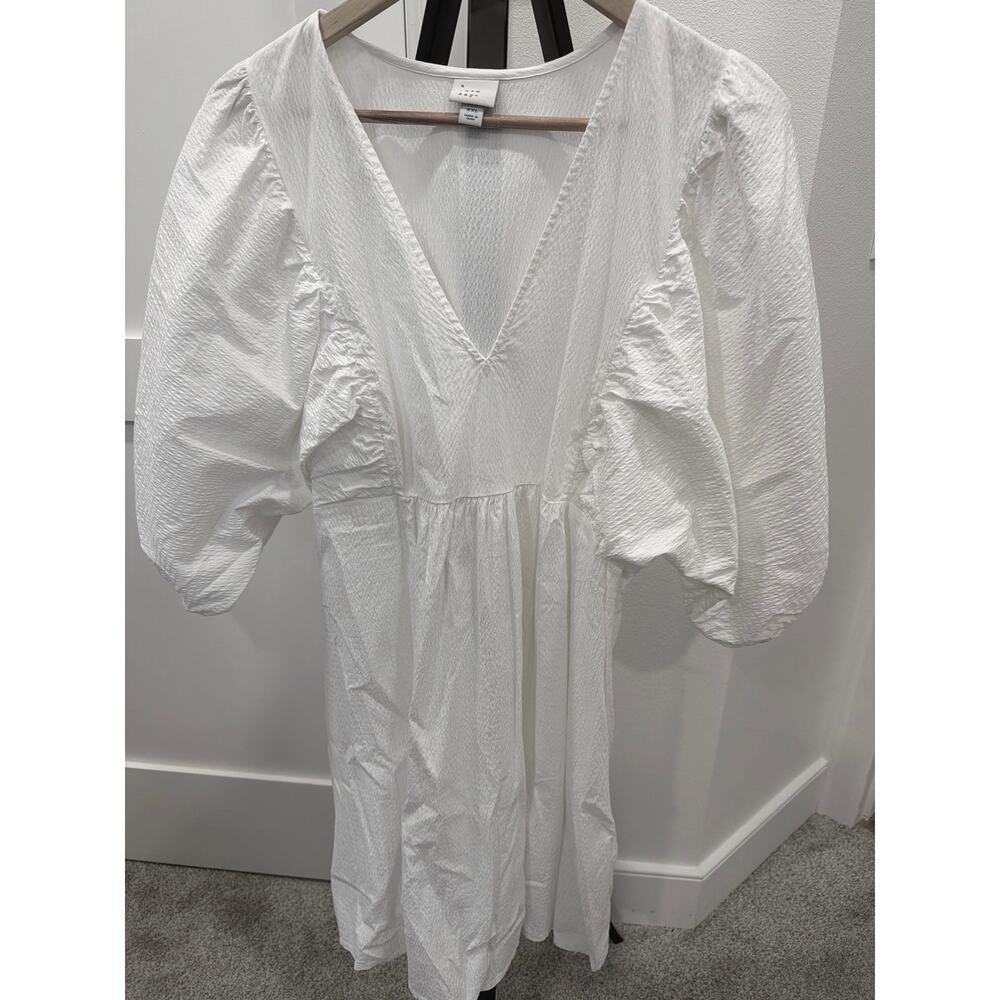 Curvy Plus XXL Dolman Sleeve Oversized Crisp Textured Dress White